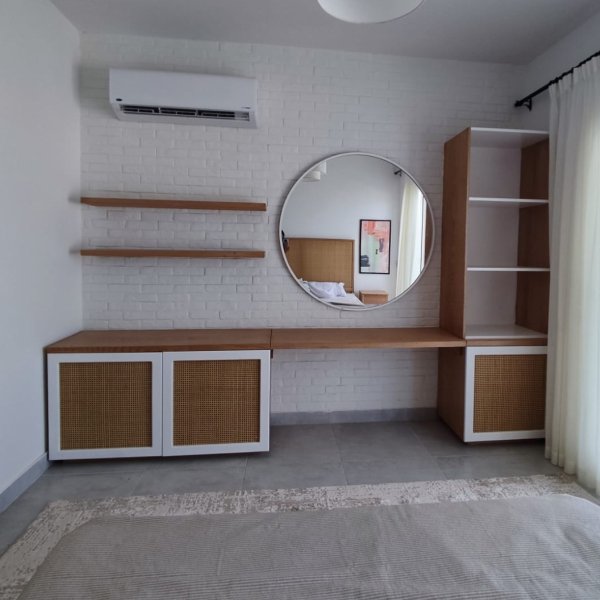 Rattan white dresser