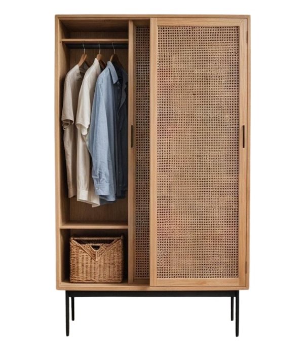 Rattan slidder wardrobe
